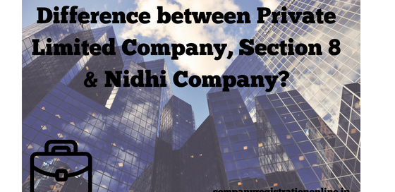 Private limited, Section 8 & Nidhi Company