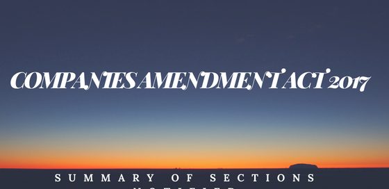 sections notified under Companies Amendment Act, 2017